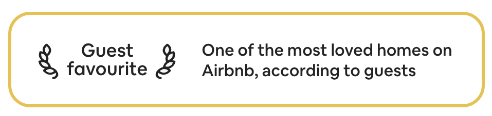 Airbnb Guest Favourite badge — one of the most loved homes on Airbnb, according to guests