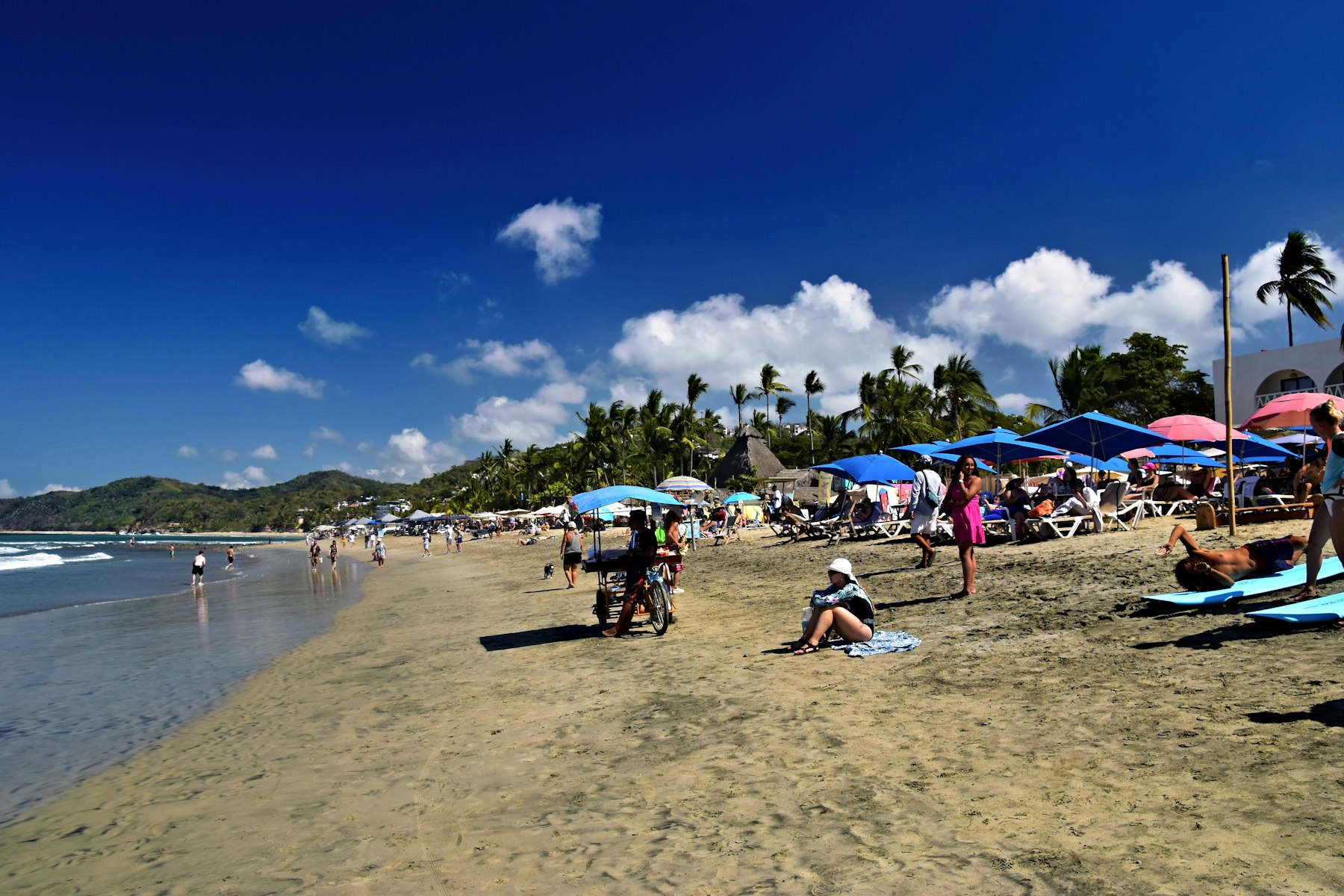 Umbrellas along a sunny Sayulita beach